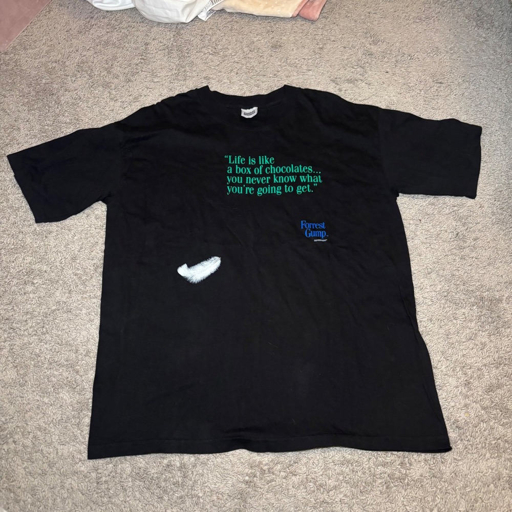 Vintage Stanley DeSantis Forrest Gump T Shirt Black XL Movie Promo 90s Quote Tee